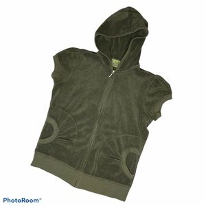 Juicy Couture Terry Hooded Capped Sleeves Jacket